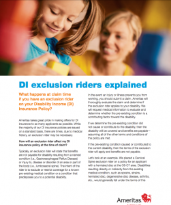 Ameritas DI - Explanation of Exclusion Riders on DI Policies
